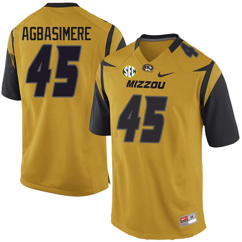 Men #45 Franklin Agbasimere Missouri Tigers College Football Jerseys Sale-Yellow